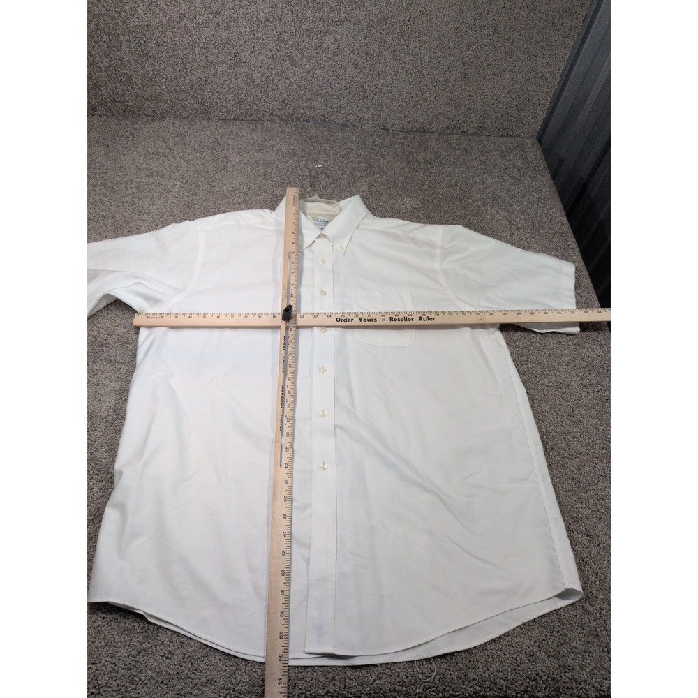 LL Bean Mens 18 Traditional Fit Short Sleeve Button Down Shirt White 215174 - Picture 3 of 5